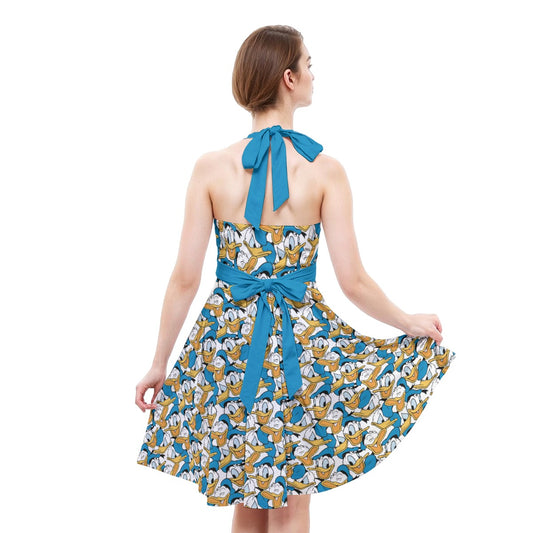 Many Faces of Feisty Duck - Women's Halter Vintage Pocket Dress