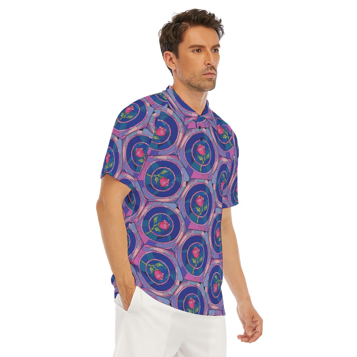 Enchanted Rose Stained Glass - Men's Polo Shirt