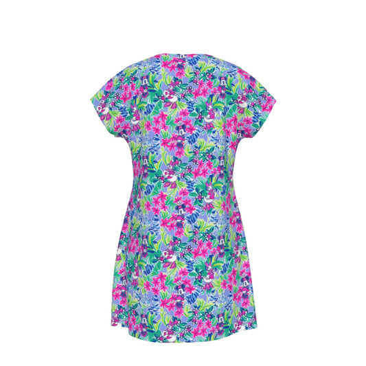 Bright Tropical Bliss - Island Mouse Duo - Women's T-Shirt Dress