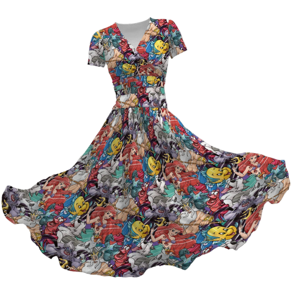 Undersea Crew Sketch - Women's V-Neck Ruched Midi Dress