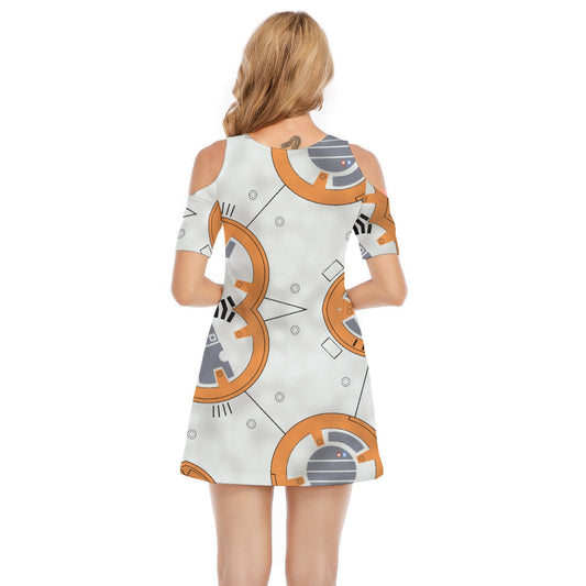 Little Round Droid - Women's Cold Shoulder Cotton Dress