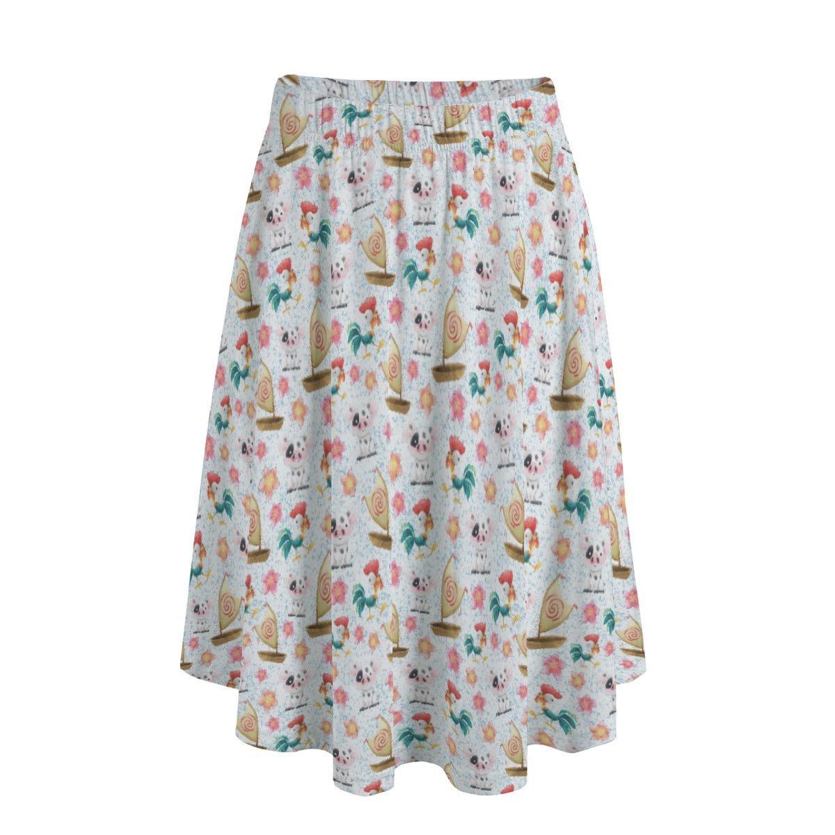 Island Pig & Rooster Duo - Women’s Pocket Midi Skirt