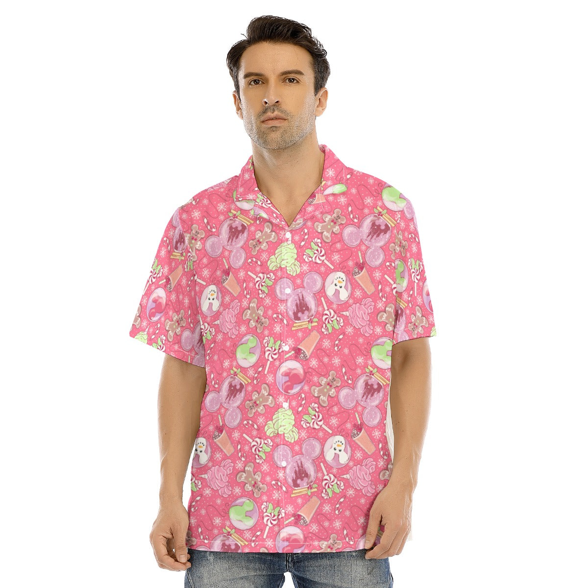 Winter Mouse Snacks & Balloons - Men's Hawaiian Button Up Shirt