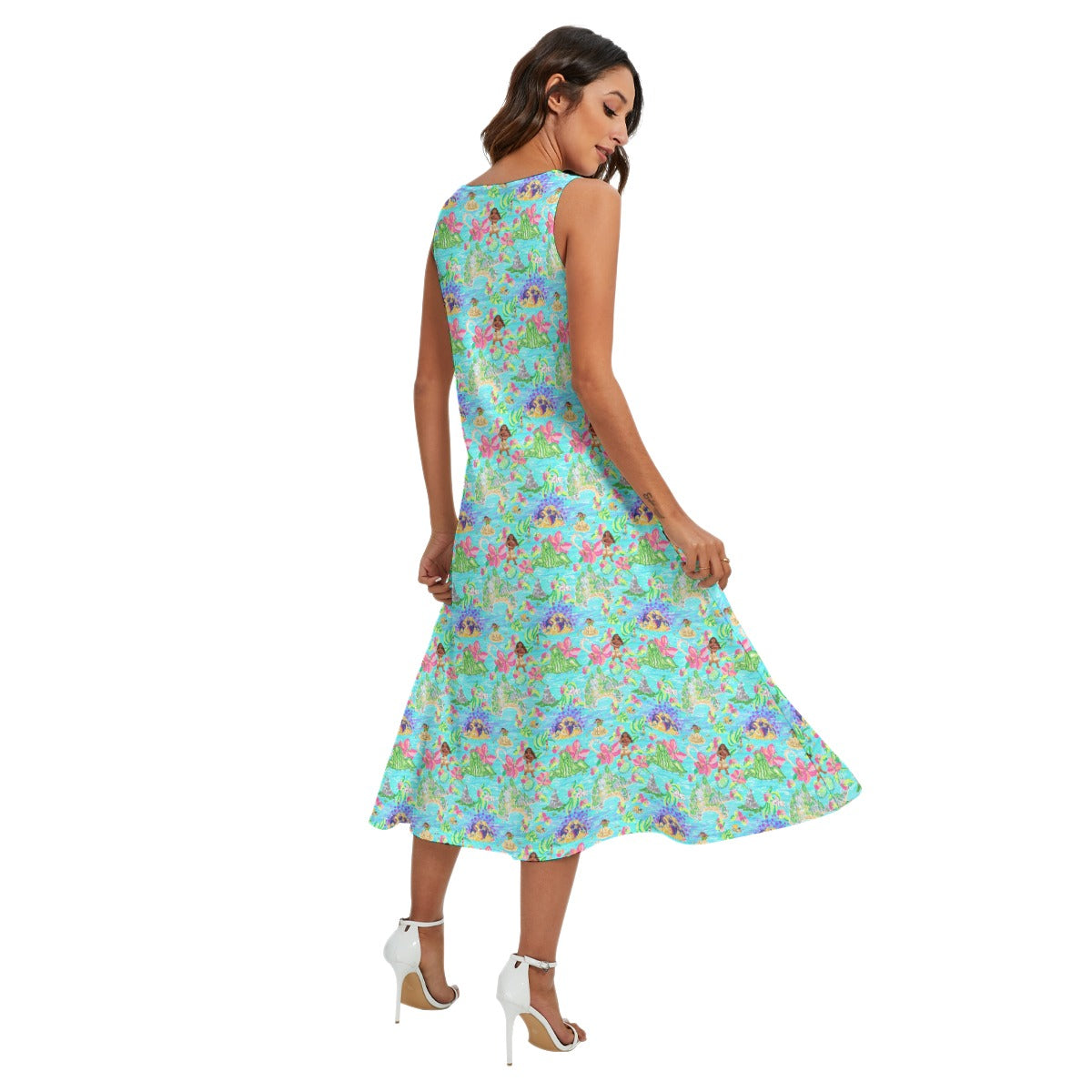 Tropical Island Paradise - Women’s Diagonal Pocket Midi Dress