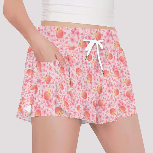 Summer Fruits - Peaches - Girls’ Flowy Pocket Shorts