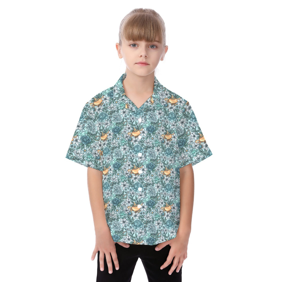 Fairytale Florals - Arabian Princess - Kid's Hawaiian Button Up Shirt