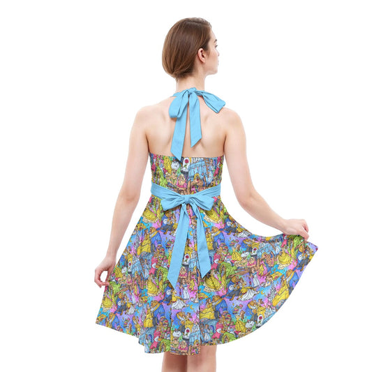 Enchanted Tale Storybook Scenes - Women's Halter Vintage Pocket Dress