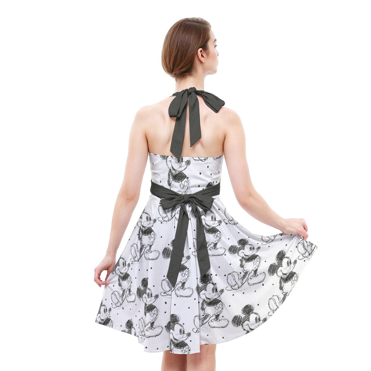 Sketch of Classic Mouse - Women's Halter Vintage Pocket Dress
