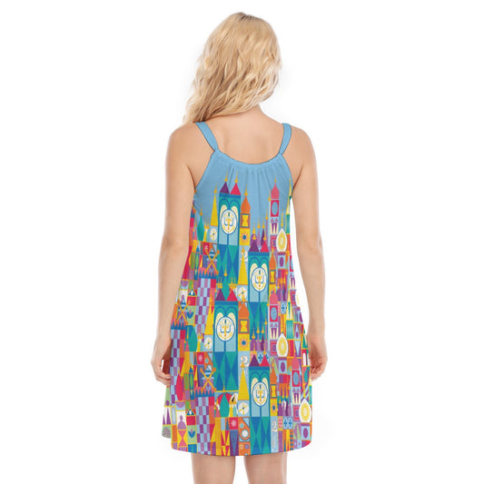 Whimsical World Facade - Women’s Adjustable Sundress