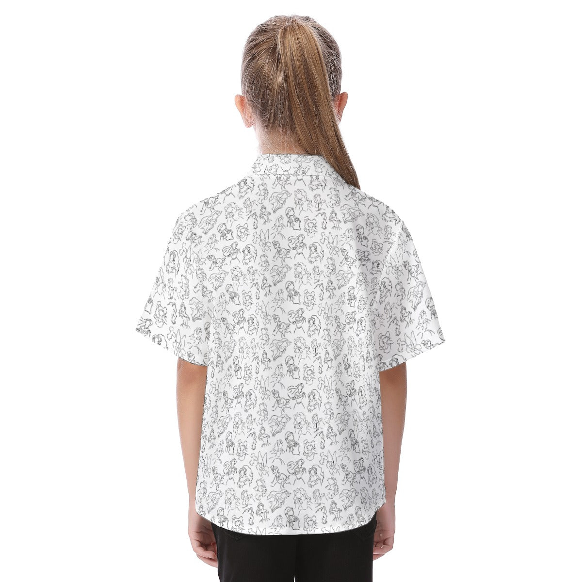 Monochrome Royal Silhouettes - Kid's Hawaiian Button Up Shirt