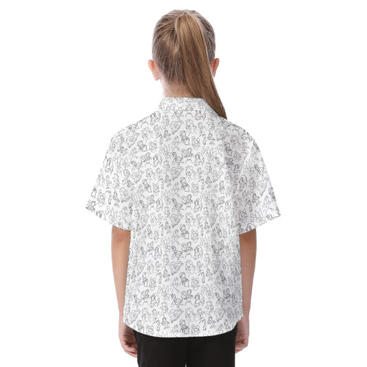 Monochrome Royal Silhouettes - Kid's Hawaiian Button Up Shirt