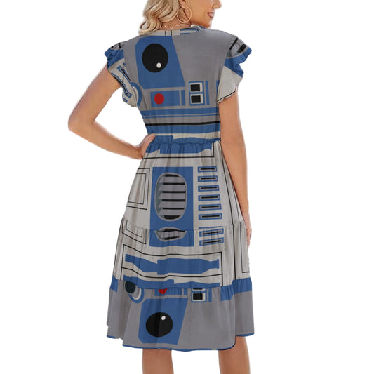 Little Blue Droid - Women's Tiered Pocket Midi Dress