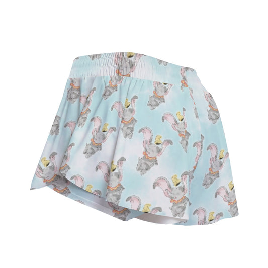 Sketch of Flying Elephant - Women's Flowy Pocket Shorts