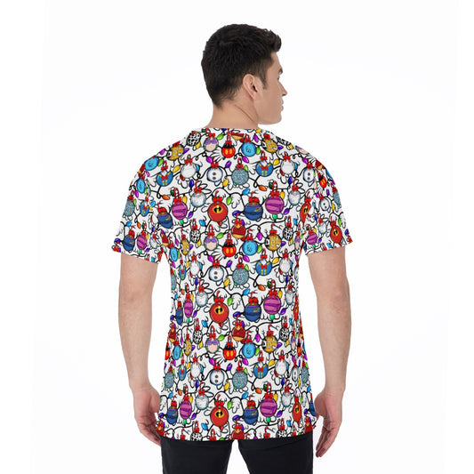Festive Character Baubles on White - Men's Short Sleeve T-Shirt