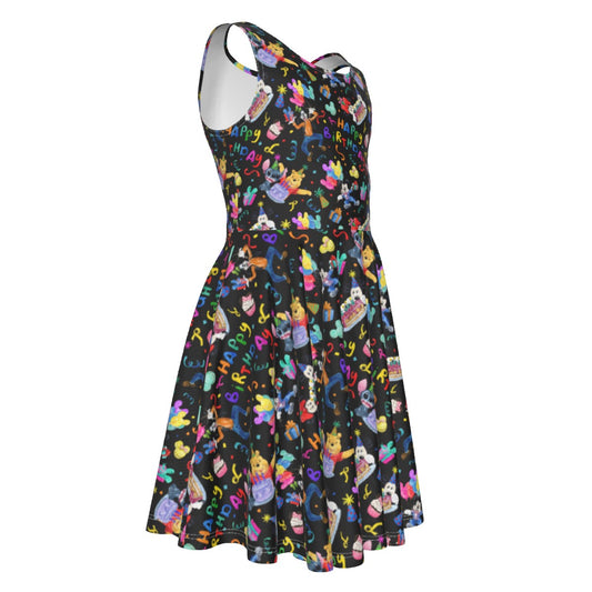 Happy Birthday Celebration - Kid's Sleeveless Skater Dress