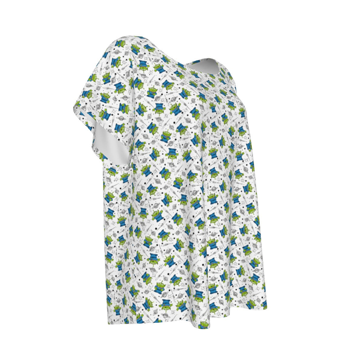 Playful Green Aliens on White - Women’s Relaxed Fit Scoop Tee