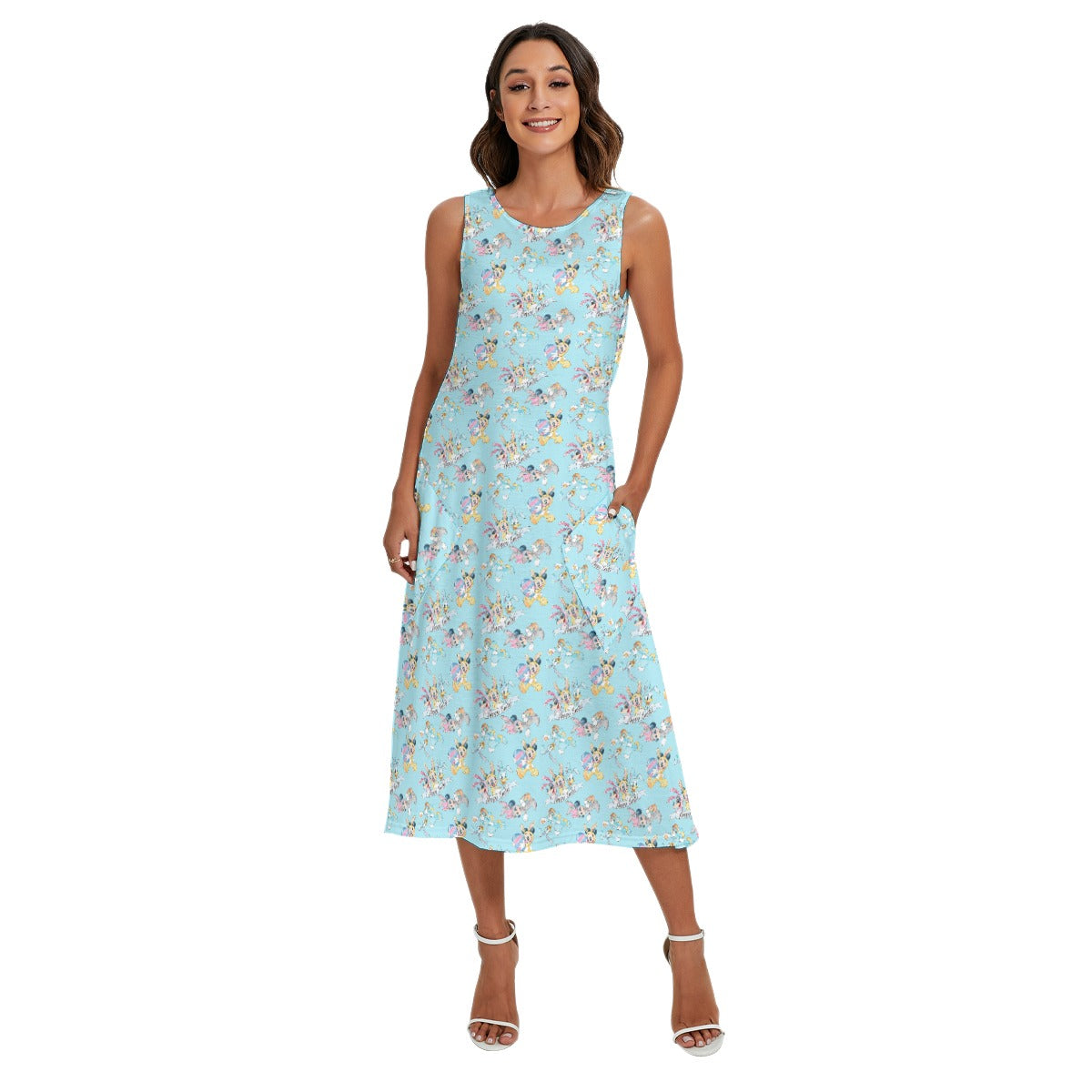 Spring Bunny Costume Crew - Women’s Diagonal Pocket Midi Dress