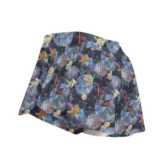 Watercolor Cosmic Battle - Women's Flowy Pocket Shorts