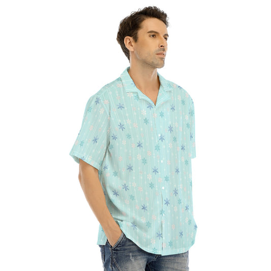 Ice Queen Snowflake Pattern - Men's Hawaiian Button Up Shirt