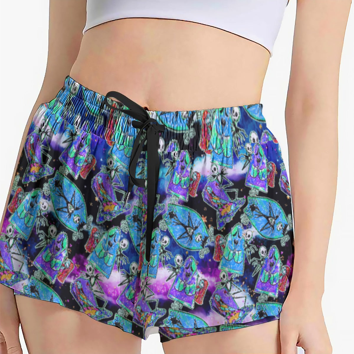 Haunting Romance Sketchched - Women's Flowy Pocket Shorts