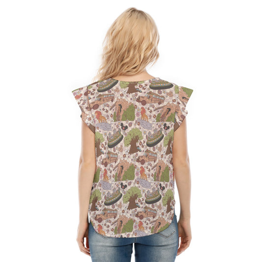 Hand Drawn AK - Women’s Flutter Sleeve Top