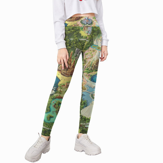 Colorful Theme Park Map - Kid's Leggings