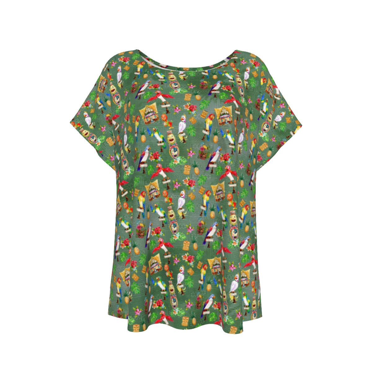 Orange Bird & Tiki Friends - Women’s Relaxed Fit Scoop Tee
