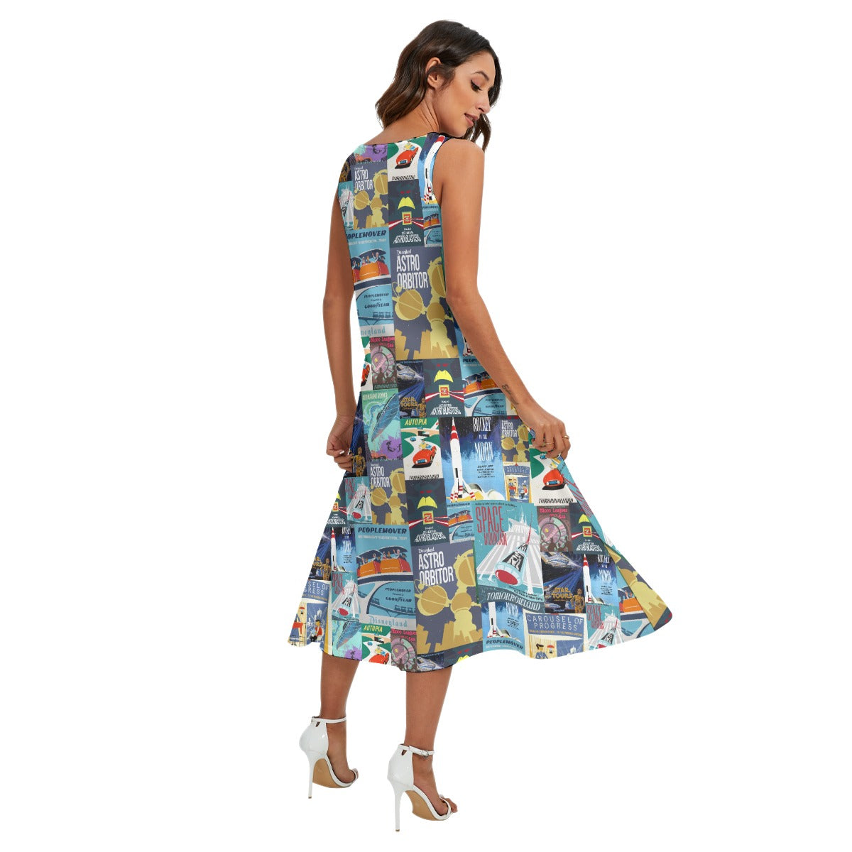 Vintage Tomorrow Ride Posters - Women’s Diagonal Pocket Midi Dress