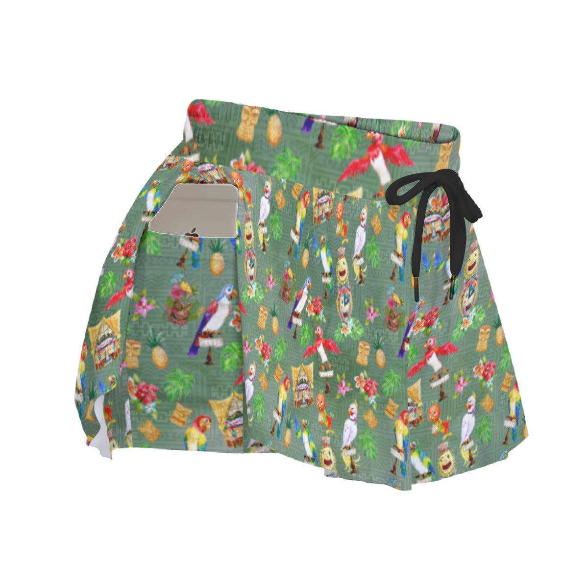 Orange Bird & Tiki Friends - Women's Flowy Pocket Shorts