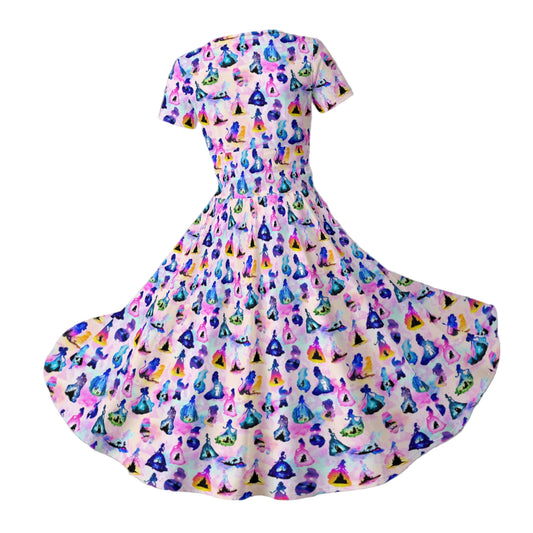 Princess And Classic Animation Silhouettes - Women's V-Neck Ruched Midi Dress