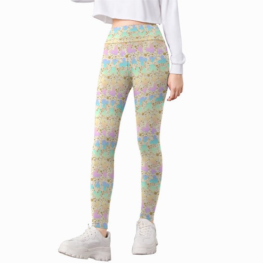 Gold Dot Rainbow Mouse Ears Castle - Kid's Leggings