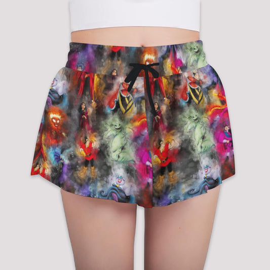 Watercolor Wicked Villains - Girls’ Flowy Pocket Shorts