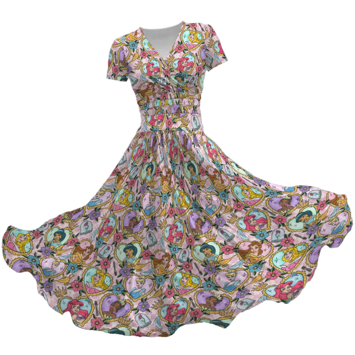 Tattoo Hearts Royal Icons - Women's V-Neck Ruched Midi Dress