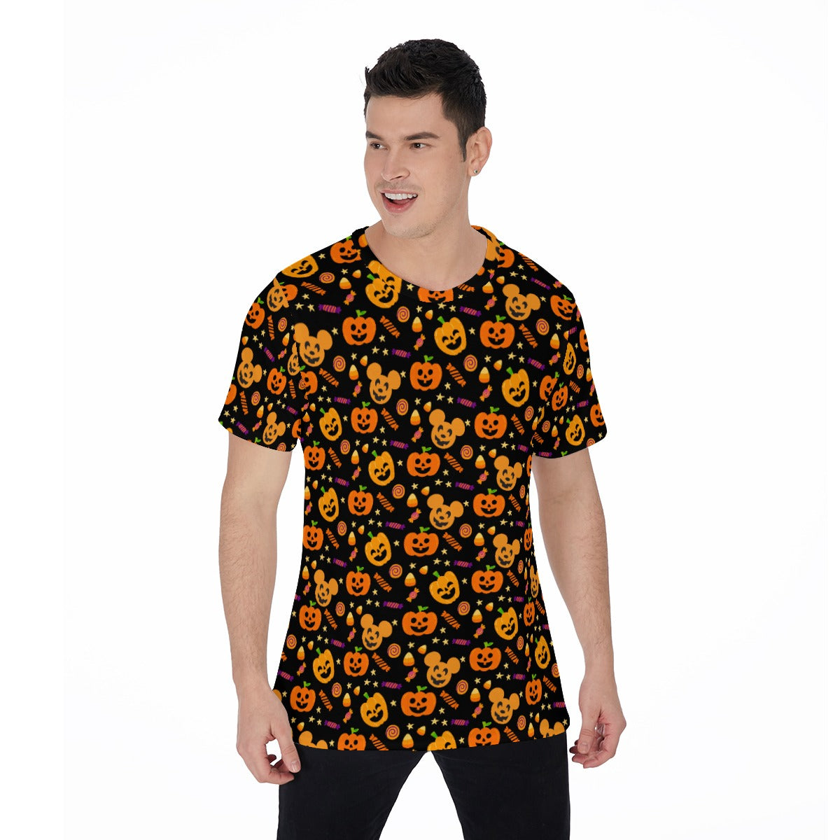 Cheerful Pumpkin Mouse Halloween - Men's Short Sleeve T-Shirt