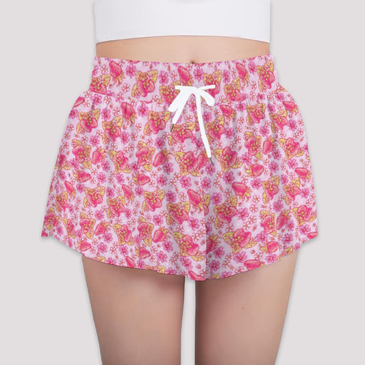 Summer Fruits - Strawberry - Girls’ Flowy Pocket Shorts