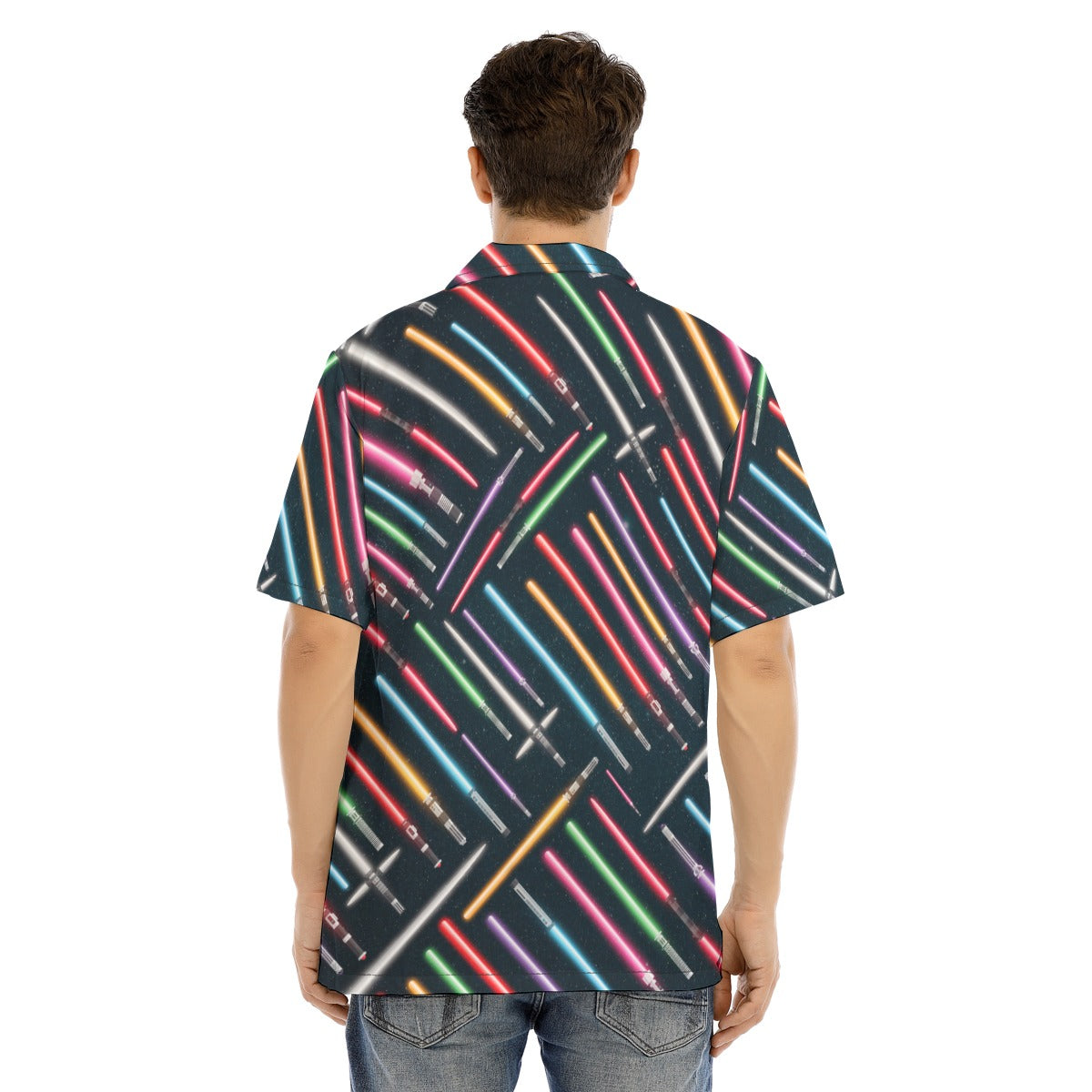 Vibrant Galaxy Sabers - Men's Hawaiian Button Up Shirt