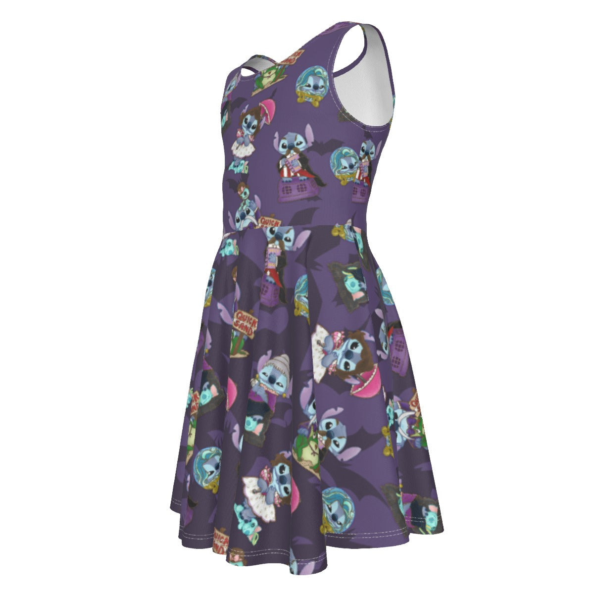 Haunted Alien Portraits- Kid's Sleeveless Skater Dress