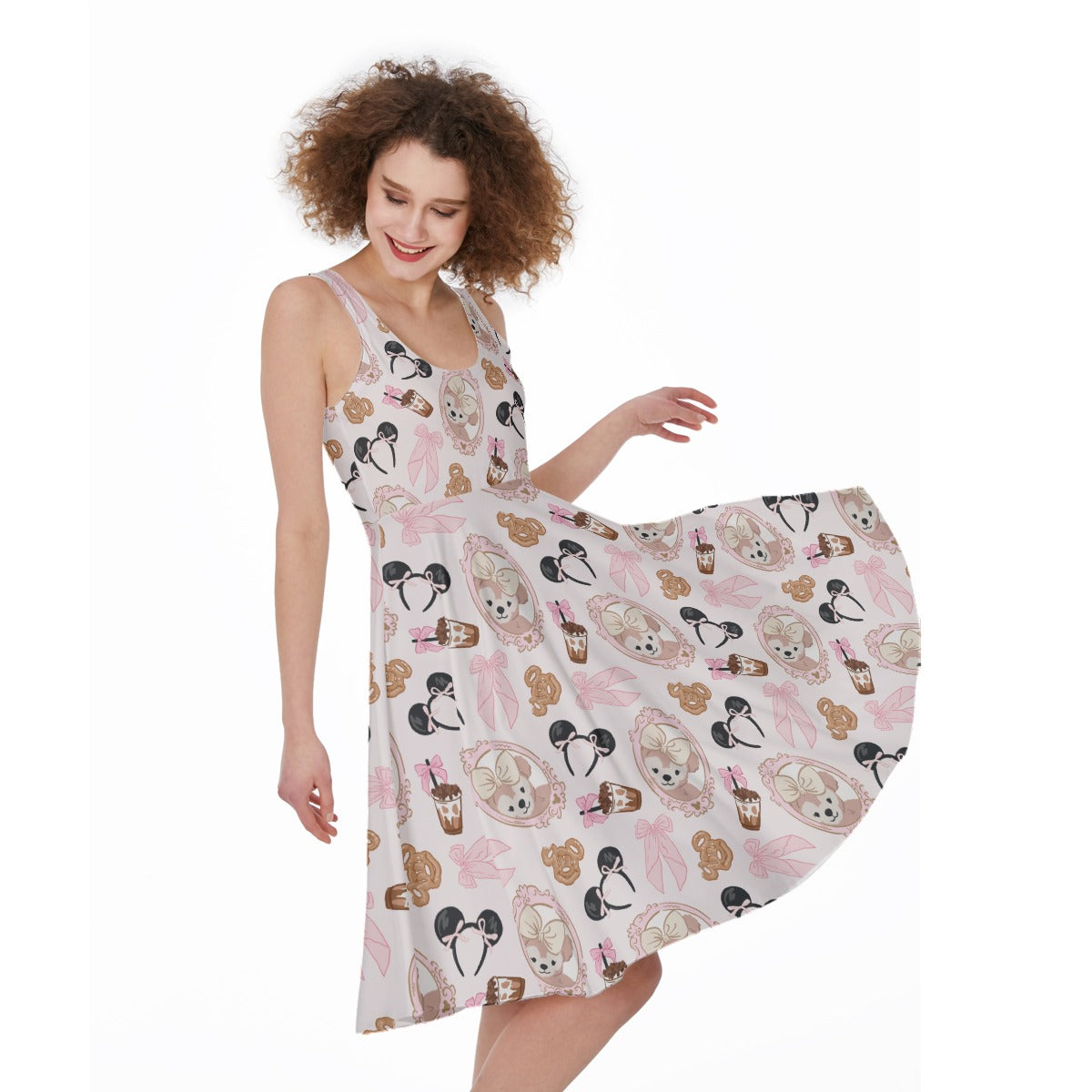 Bow Bear Sweet Day - Pocket Midi Skater Dress