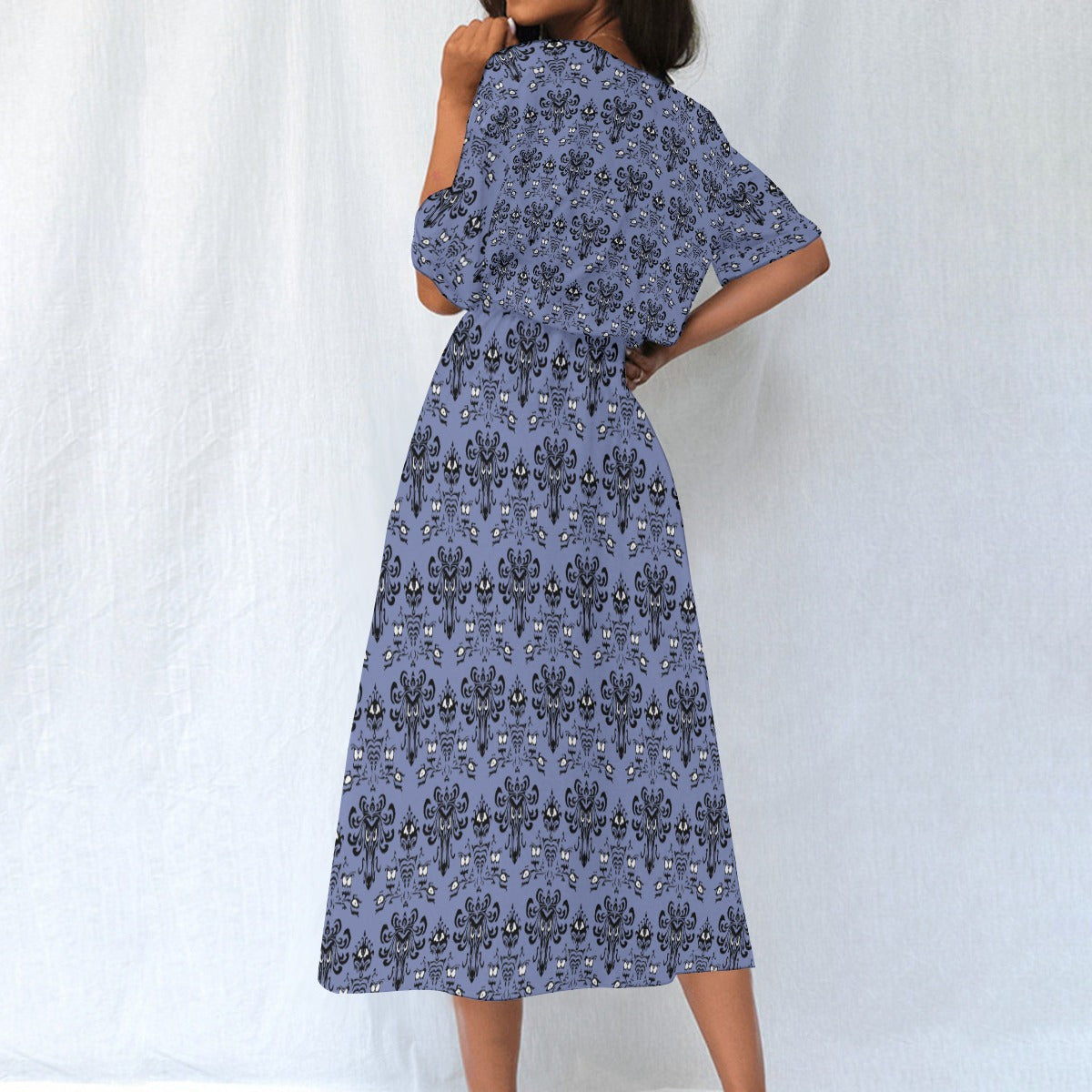 Spooky Mansion Wallpaper - Women’s Elastic Waist Pocket Midi Dress