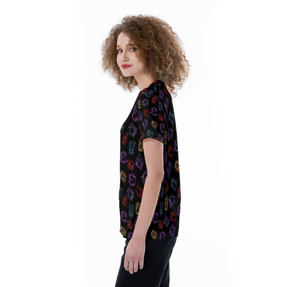 Villain Silhouettes Sparkle - Women's Short Sleeve V-Neck T-Shirt
