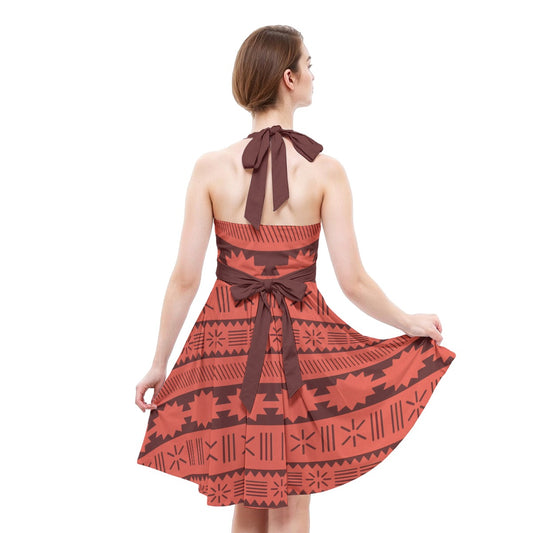 Island Tribal Patterns - Women's Halter Vintage Pocket Dress