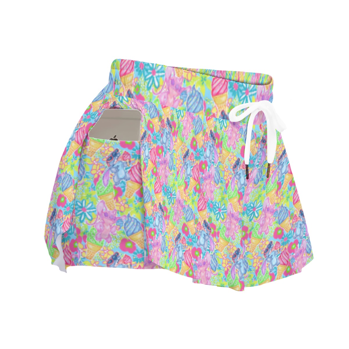Neon Floral Summer Vibes - Women's Flowy Pocket Shorts