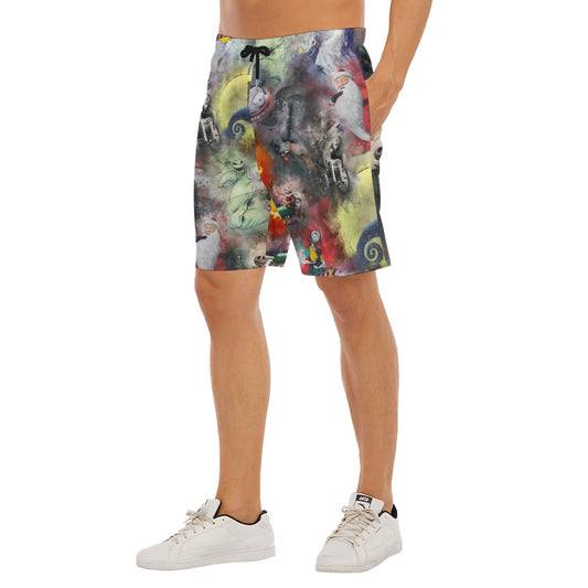 Watercolor Nightmare Town - Men’s Pocket Beach Shorts