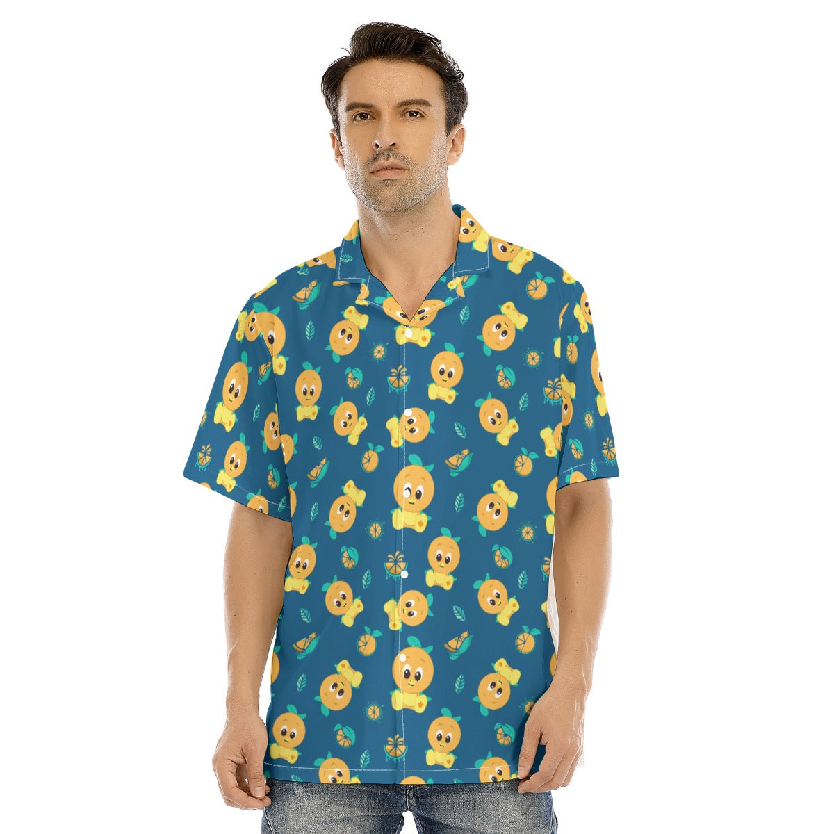 Cheerful Citrus Bird - Men's Hawaiian Button Up Shirt