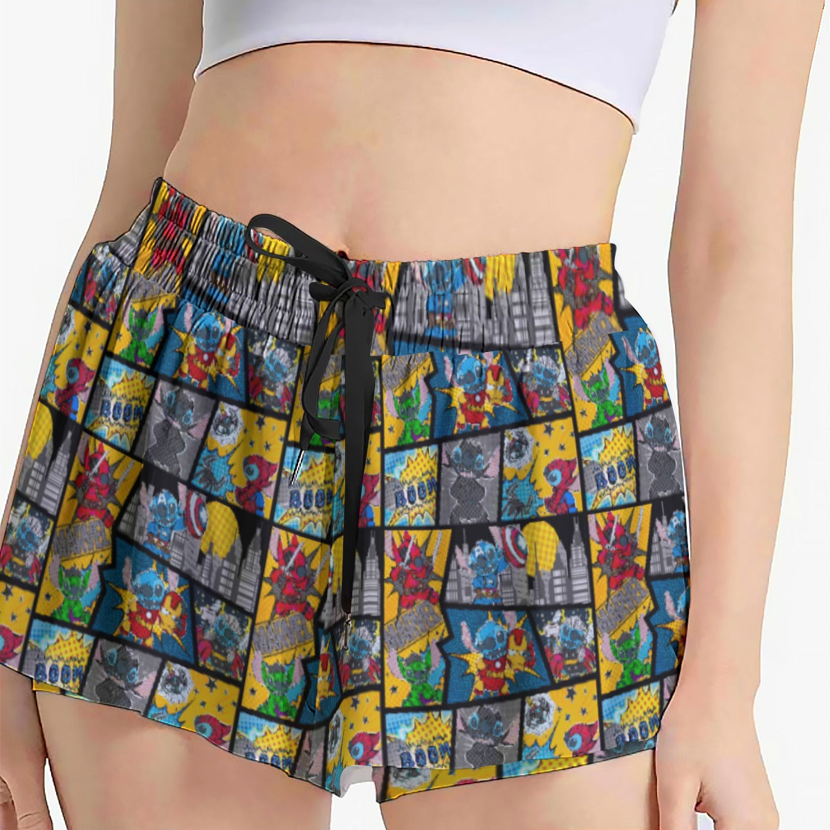 Superhero Stitch - Comic Action - Women's Flowy Pocket Shorts