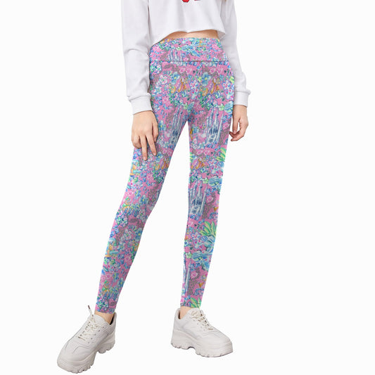 Bright Tropical Dreams - Enchanted Squeaky Helpers - Kid's Leggings