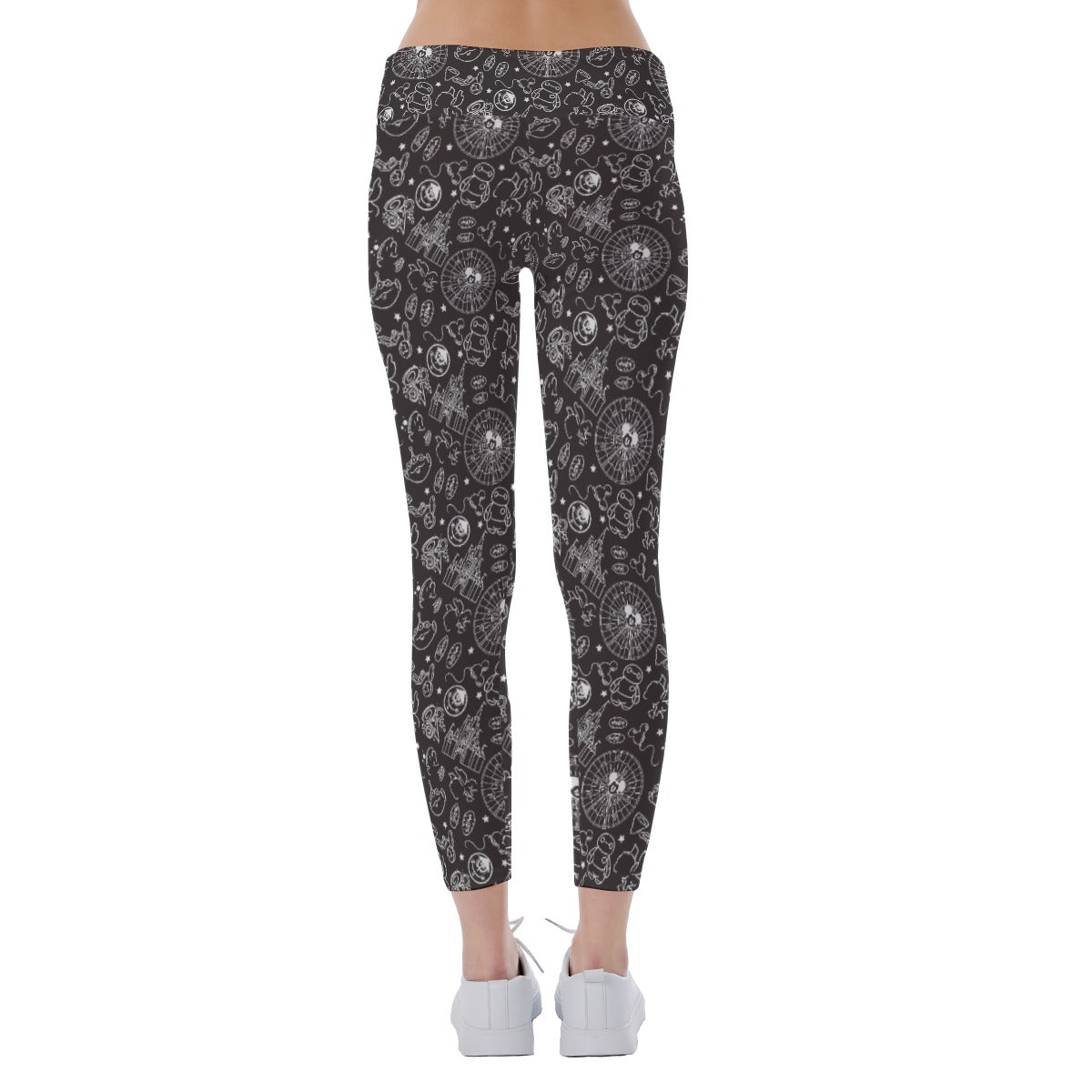 Monochrome Theme Park Icons - Women's Yoga Leggings
