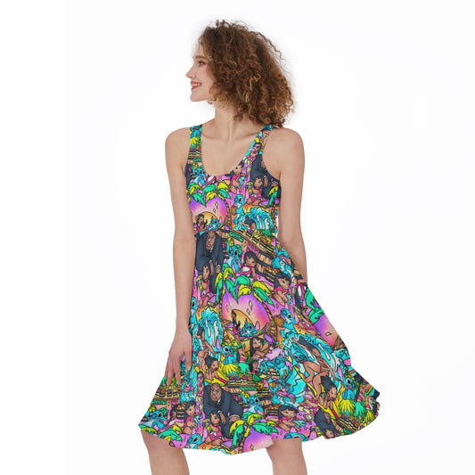 Ohana Island Storybook Scenes - Pocket Midi Skater Dress