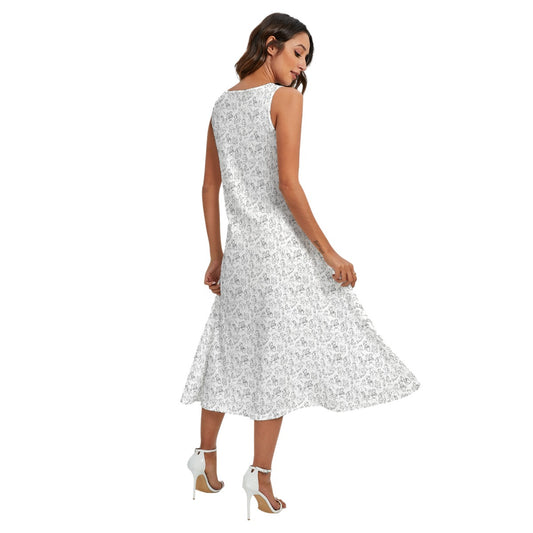 Monochrome Royal Silhouettes - Women’s Diagonal Pocket Midi Dress