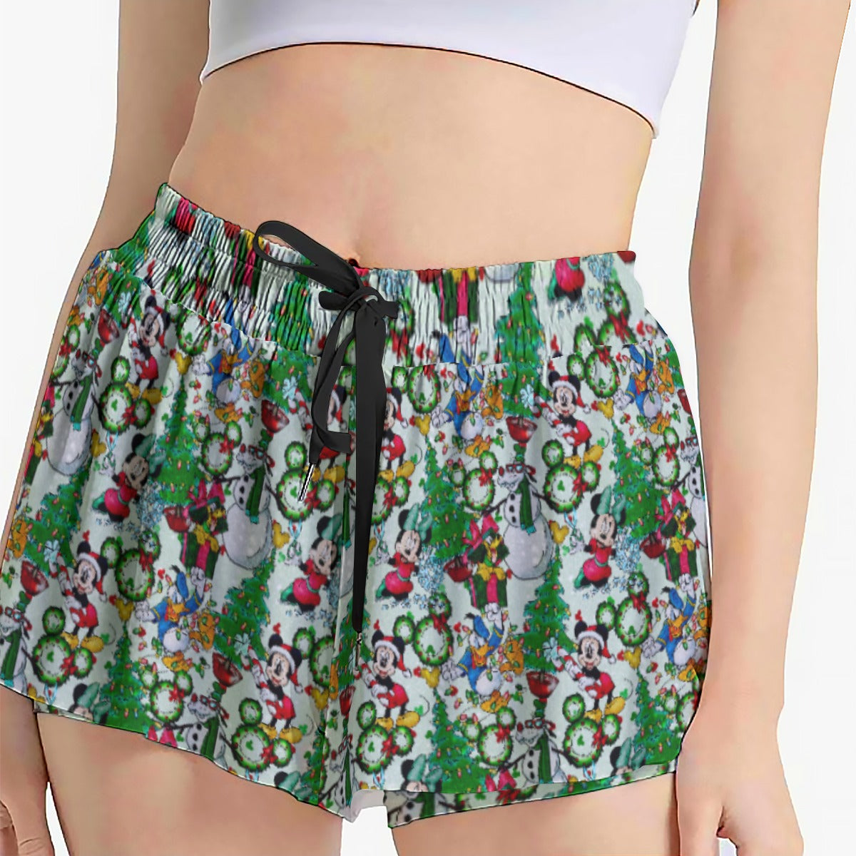 Mickey & Friends Christmas Decorations - Women's Flowy Pocket Shorts